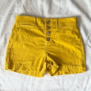 LOFT | Yellow Button-Up Twill 3” Shorts